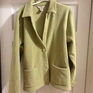 LLBean Green Fleece Cardigan